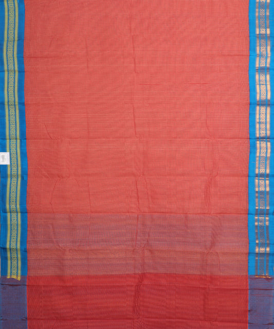 Persian red color handloom Gadwal cotton saree
