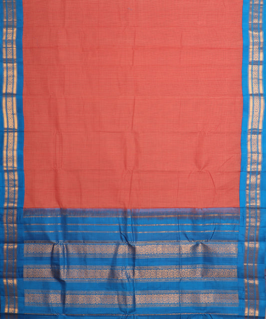 Persian red color handloom Gadwal cotton saree
