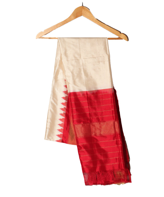 Peach color handloom silk dupatta