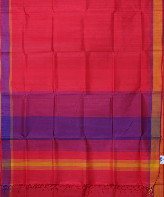 Ruby pink color handloom tussar silk saree