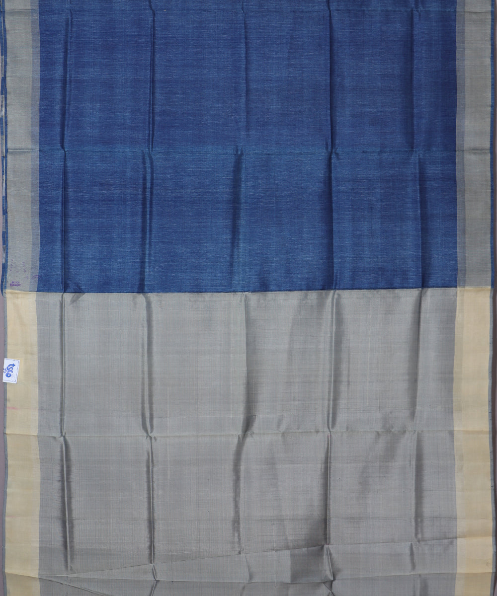 Yale blue color handloom tussar silk saree