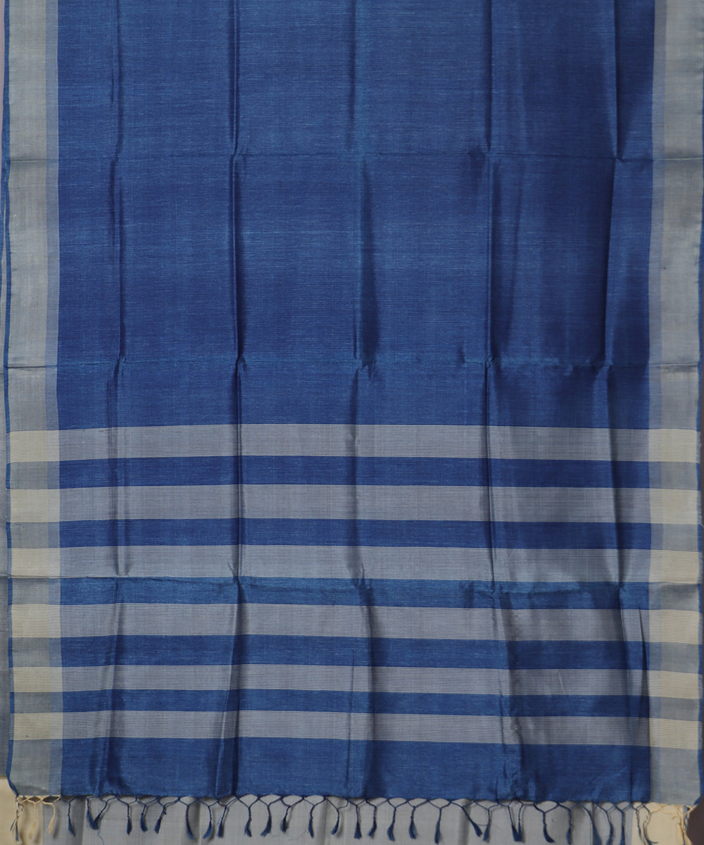 Yale blue color handloom tussar silk saree