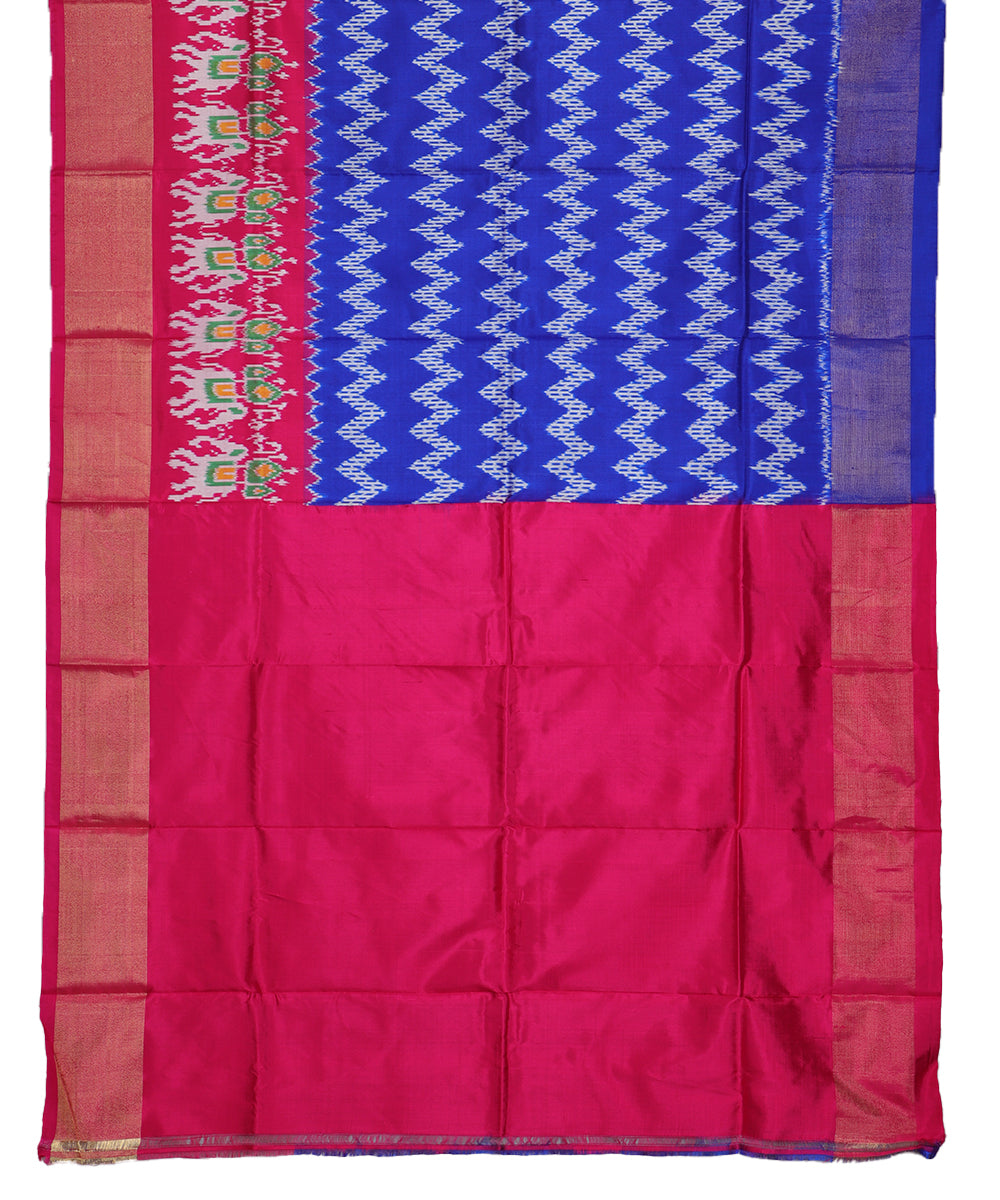 Blue color handloom silk ikath pavada