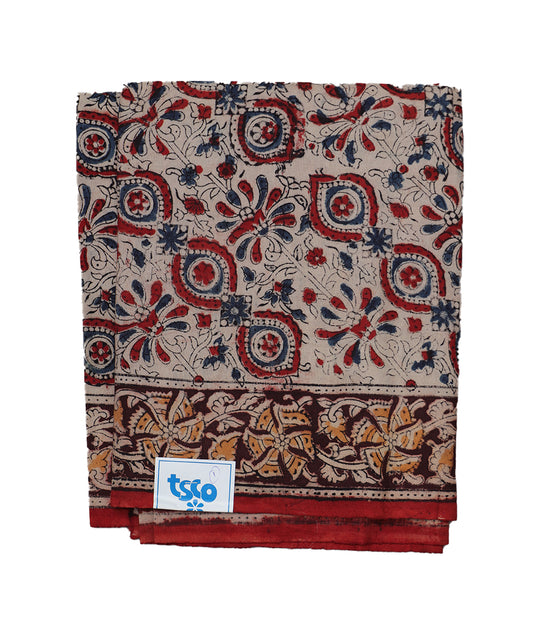 Beige handloom Kalamkari lungies