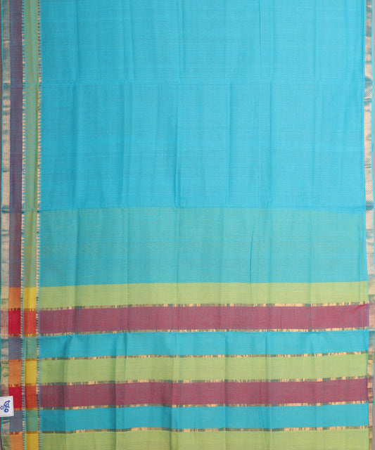 Turkish blue color handloom mangalagiri cotton saree