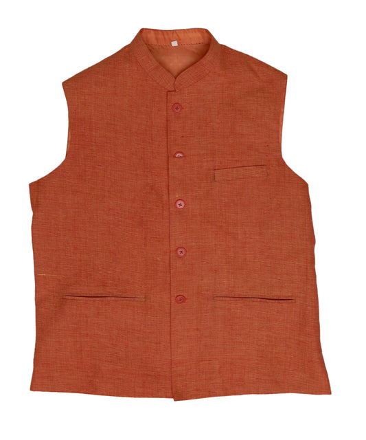 Tiger orange color Handloom khadi sadri