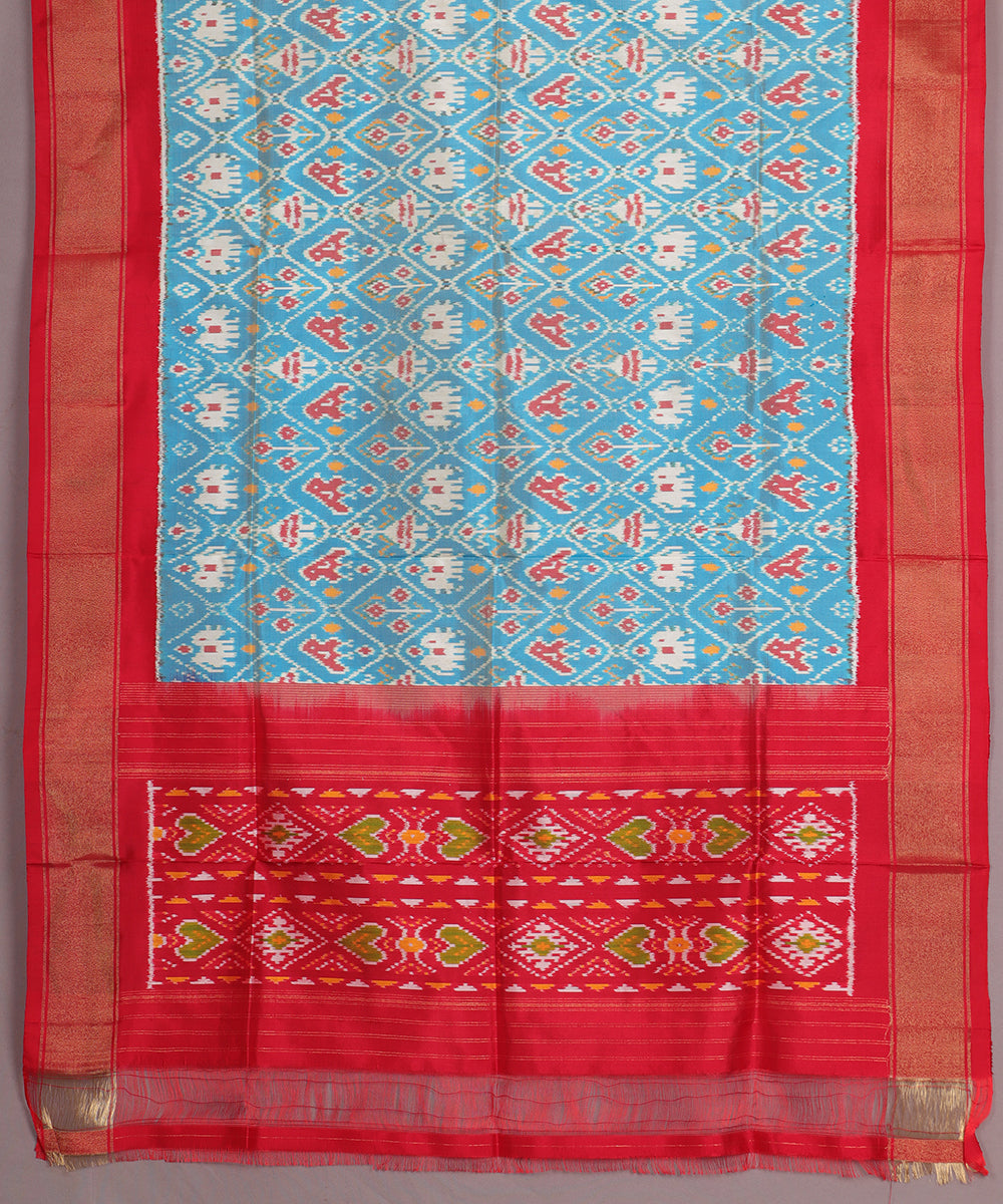 Steel blue handloom silk dupatta