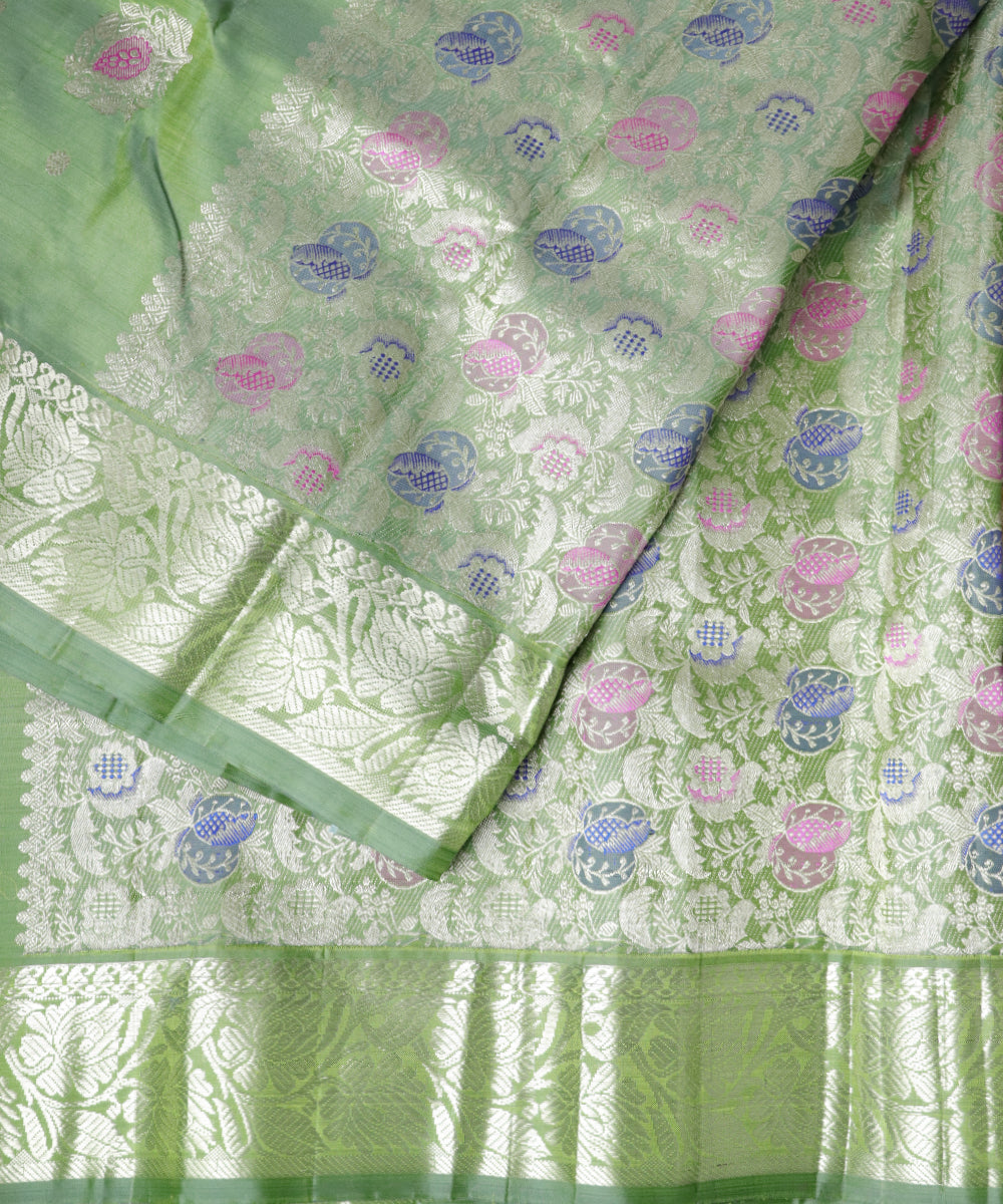 Fern green shade handloom pitambari silk saree