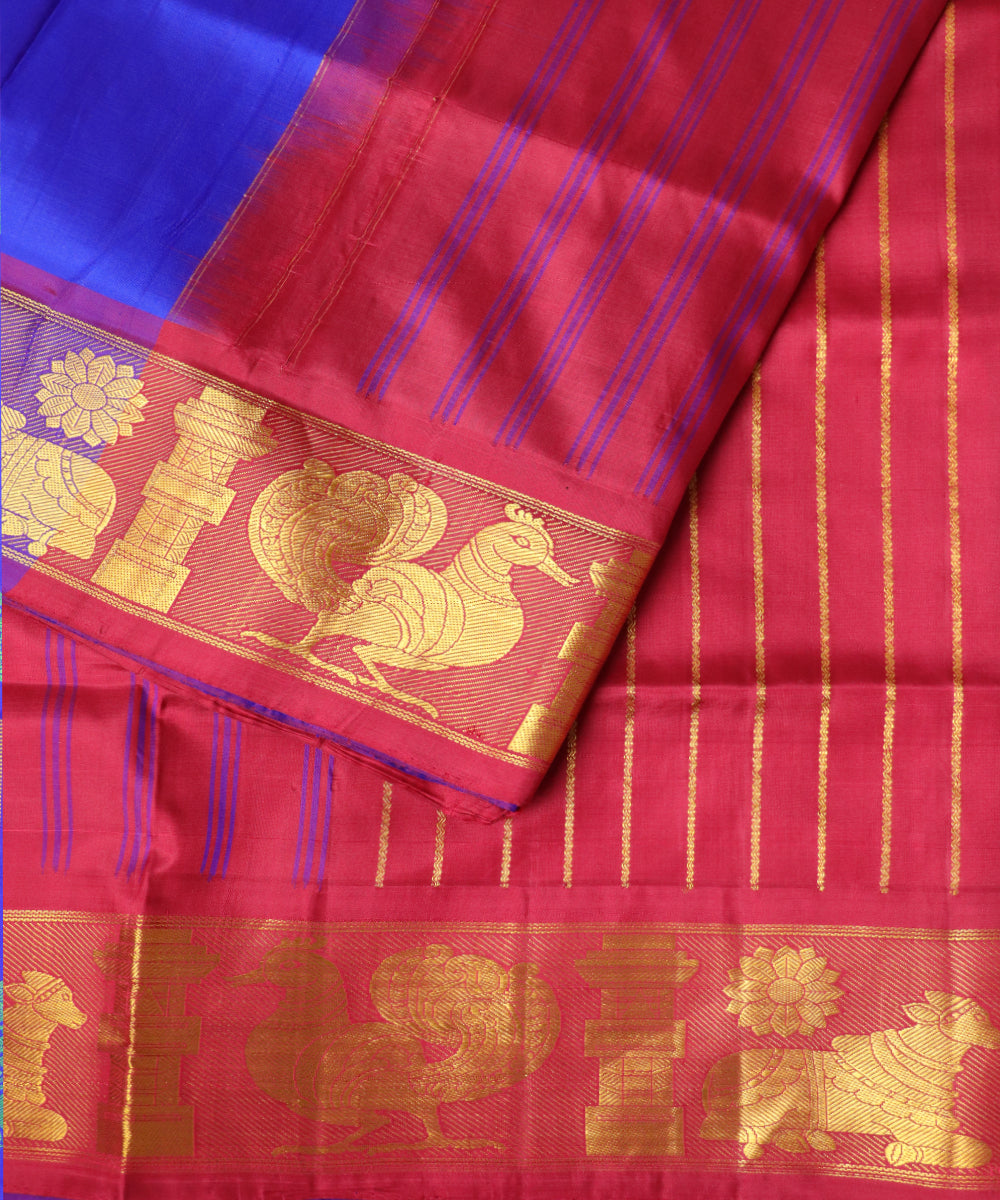 Navy blue handloom ramappa silk saree