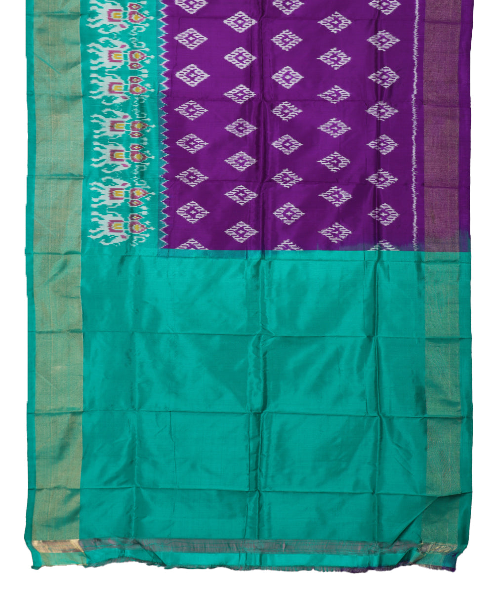 Dark electric violet color handloom silk ikath pavada