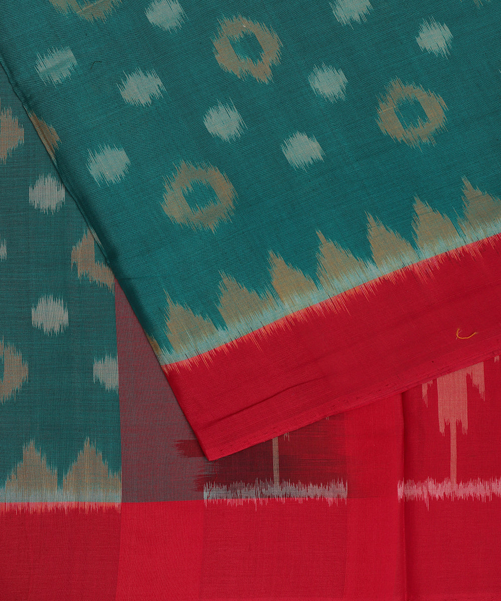 Pine green color pochampally cotton saree