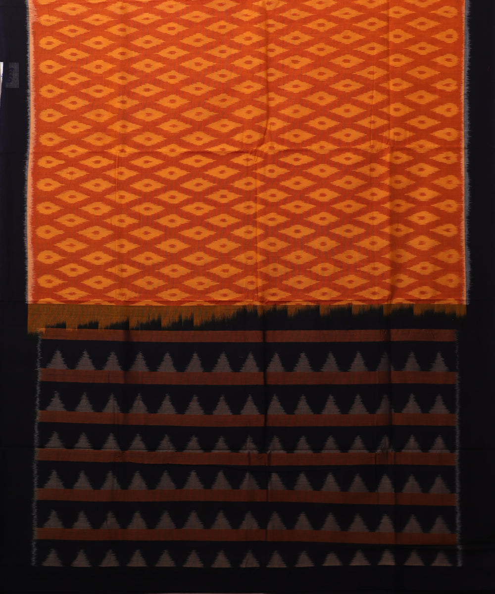 Apricot orange color pochampally cotton saree