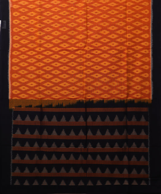 Apricot orange color pochampally cotton saree