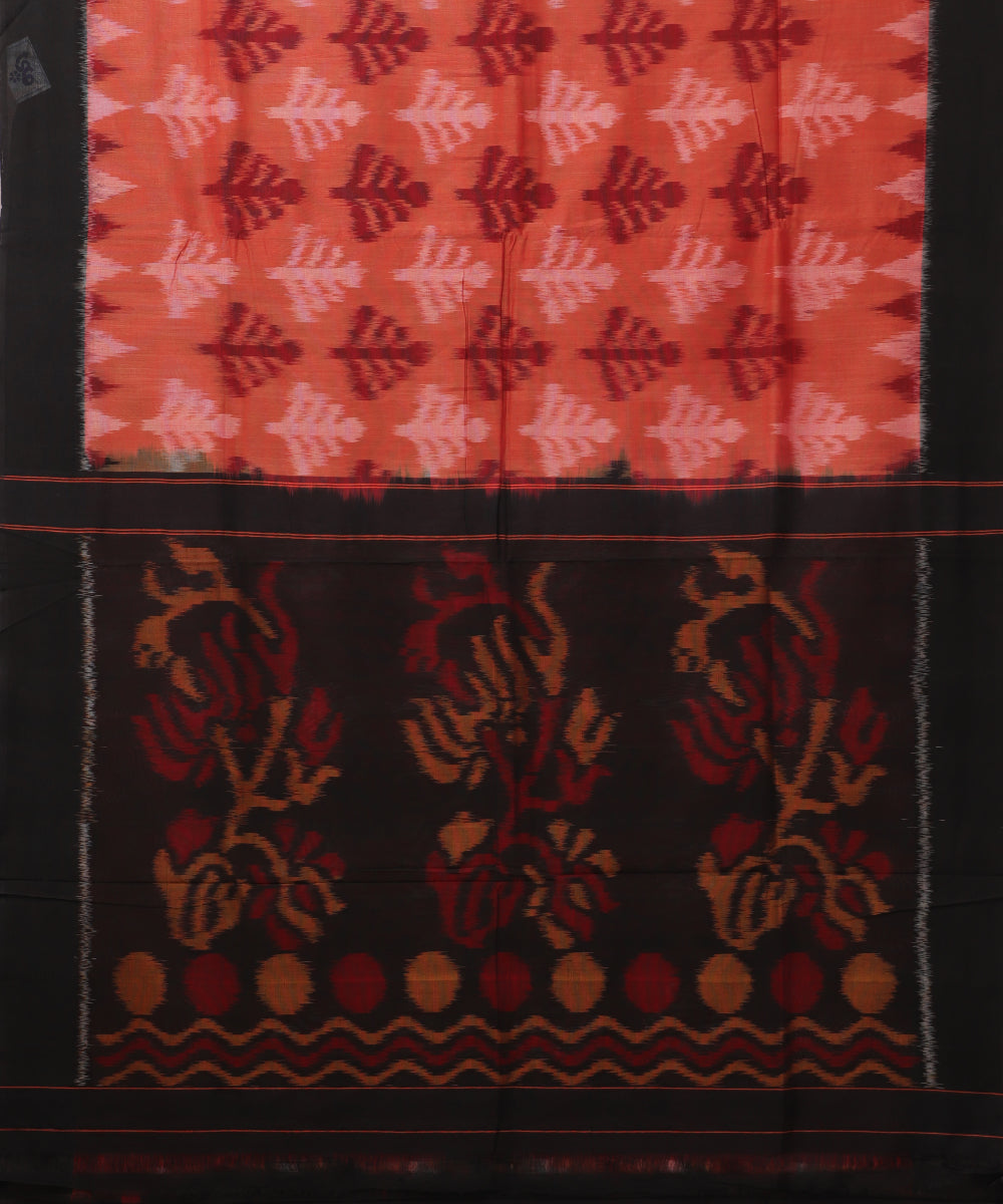 Persian red color pochampally cotton saree