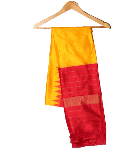 Fire orange color handloom silk dupatta