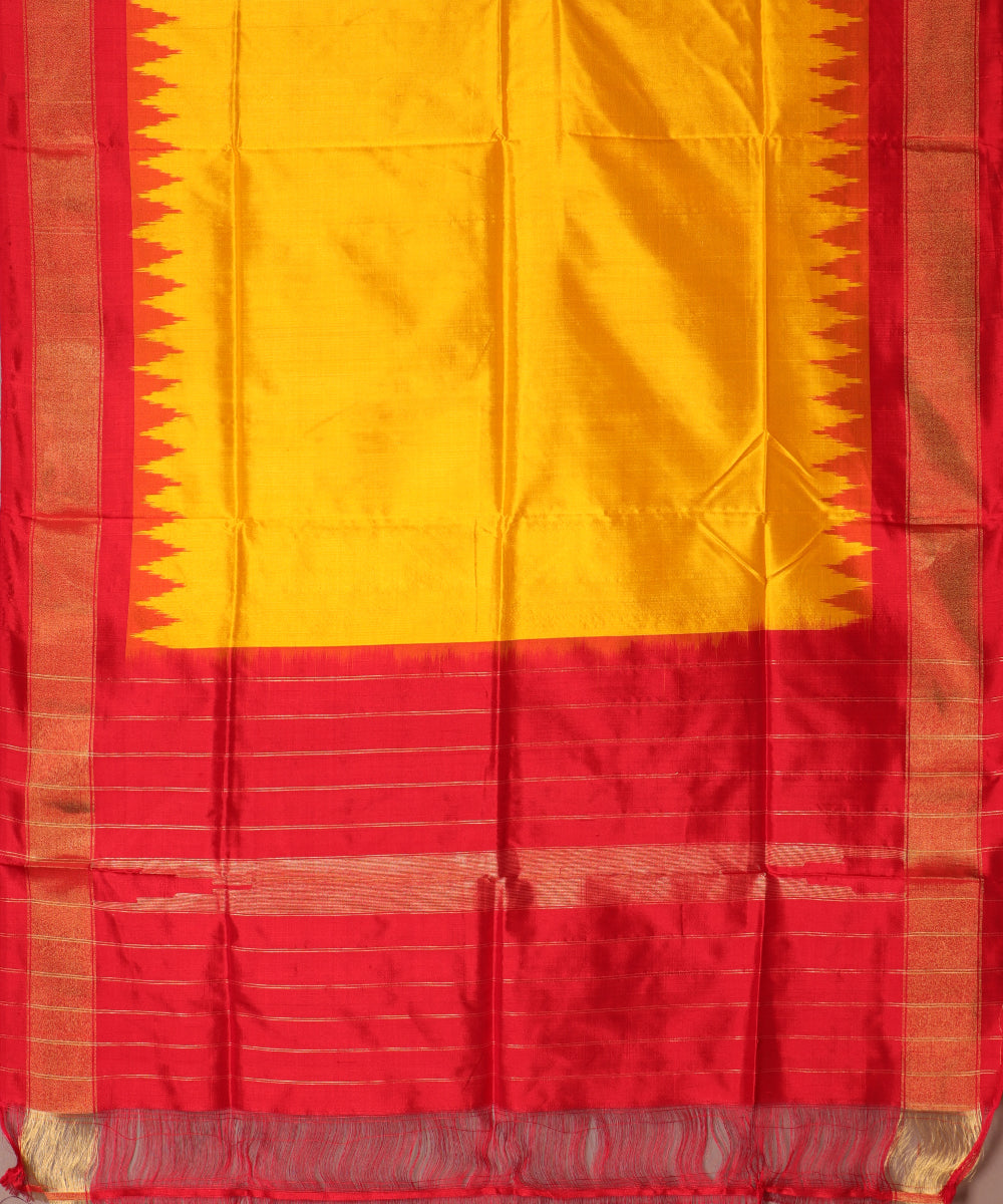 Fire orange color handloom silk dupatta