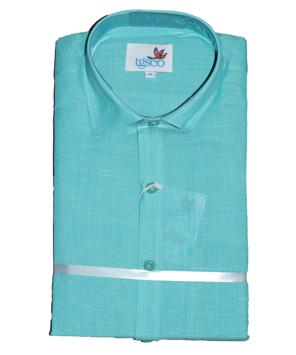 Jungle green color handloom pochampally shirt