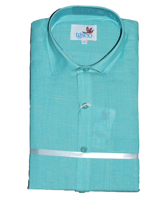 Jungle green color handloom pochampally shirt