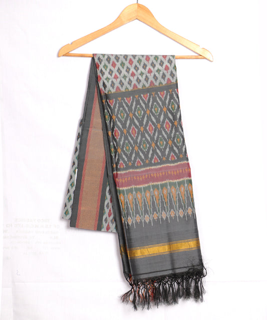 Rhino gray color handloom ikat sico dupattas