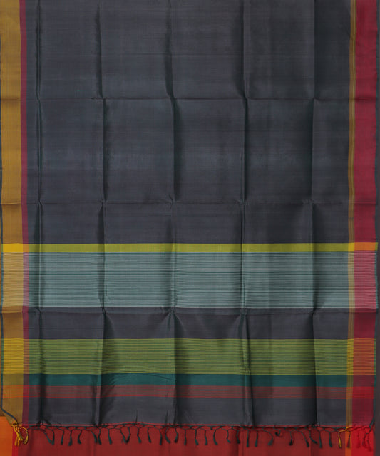 Shadow gray color handloom tussar silk saree