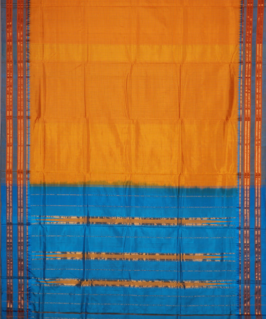 Apricot orange color handloom Narayanpet silk saree