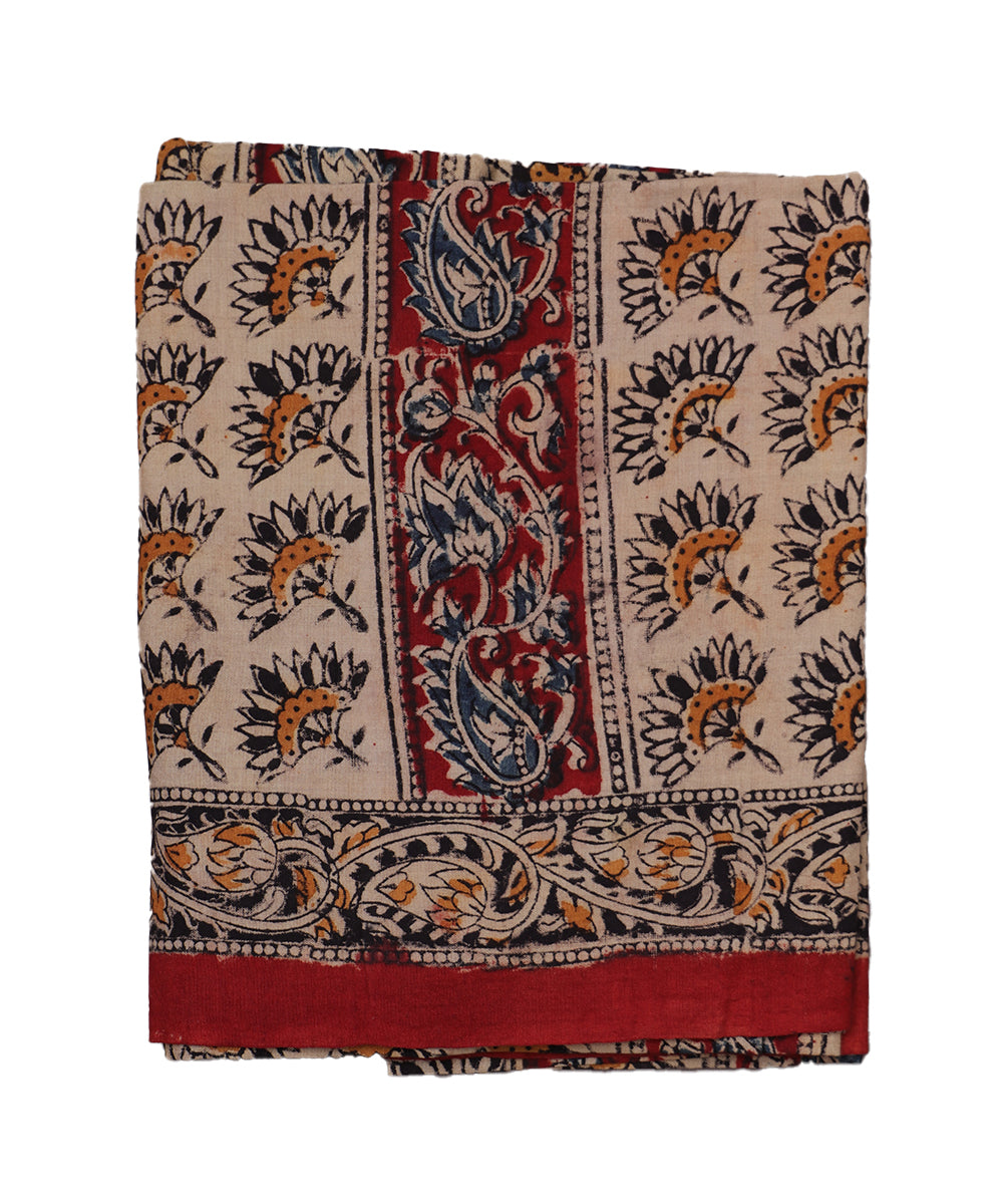 Beige handloom Kalamkari lungies