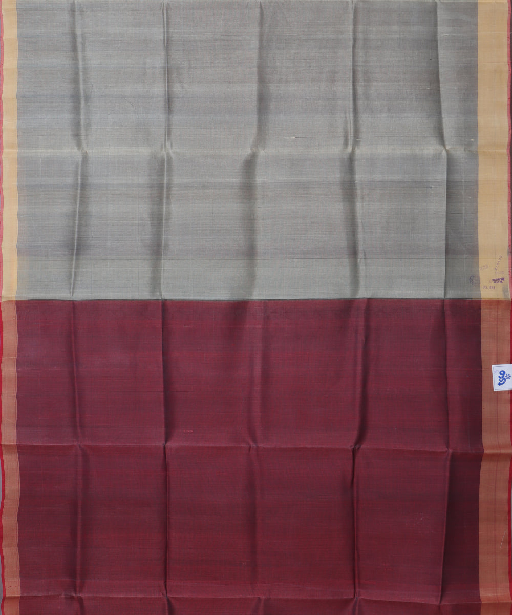 Abalone gray color handloom tussar silk saree