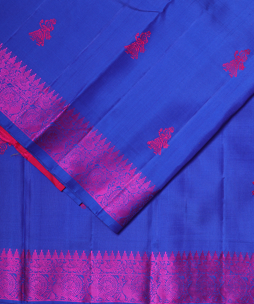 Blue color handloom gollabhama silk saree