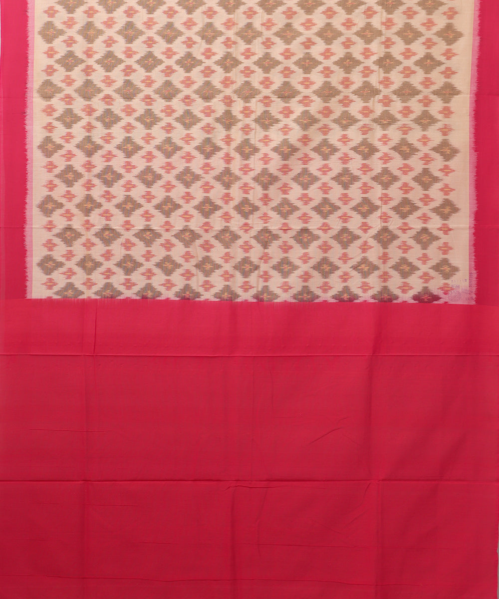 Peach color pochampally cotton saree