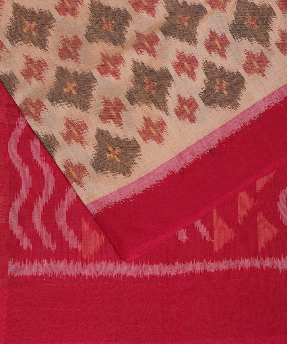 Peach color pochampally cotton saree