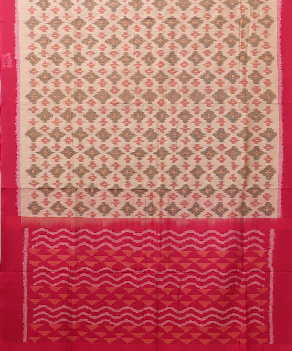 Peach color pochampally cotton saree