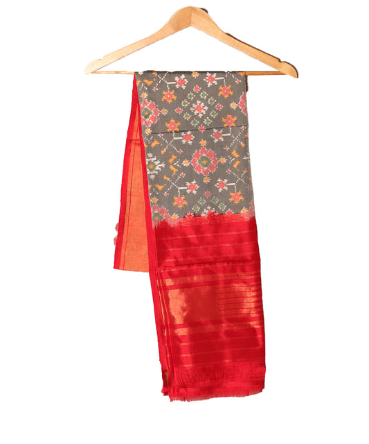 Steel gray color handloom silk dupatta