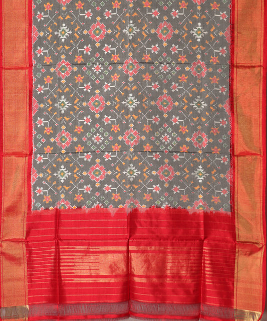 Steel gray color handloom silk dupatta