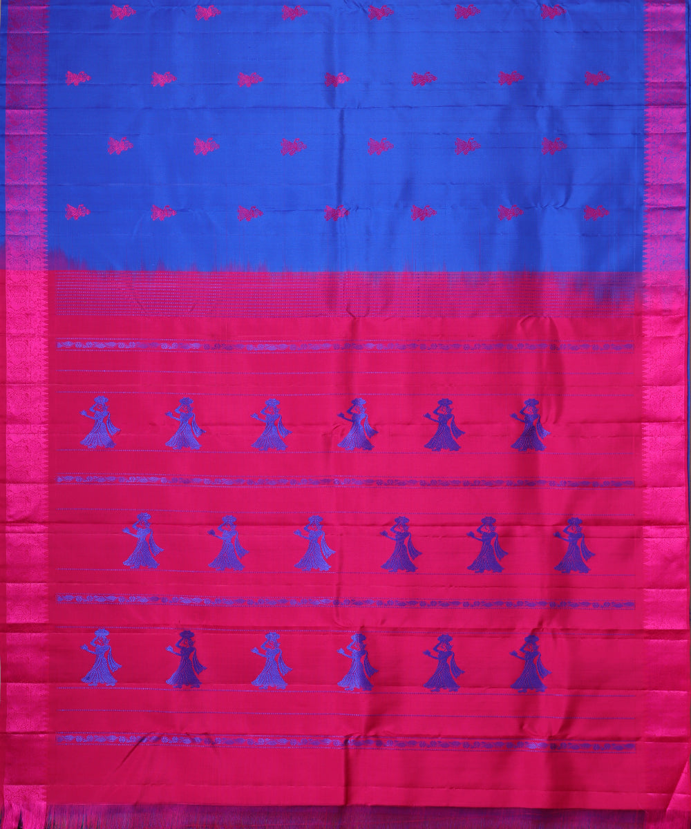 Blue color handloom gollabhama silk saree