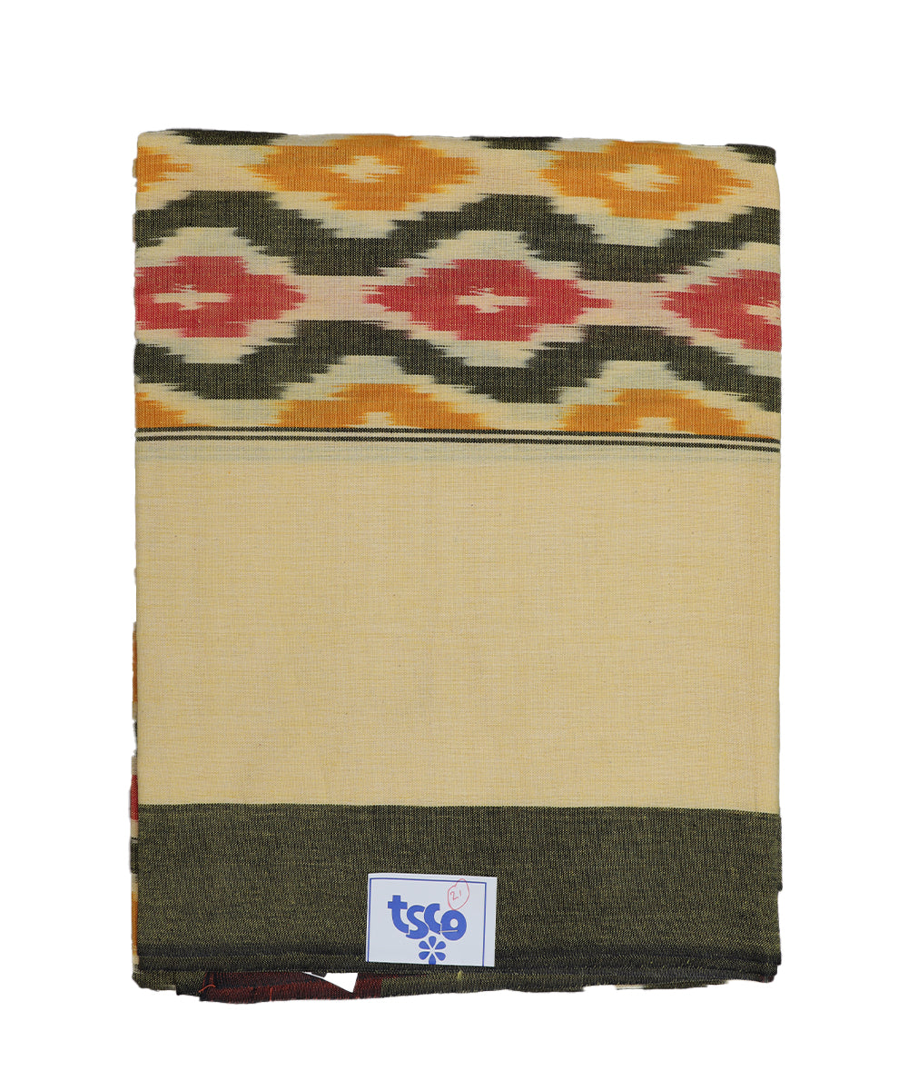 Mustard yellow color handwoven pochampally single cot bedsheet