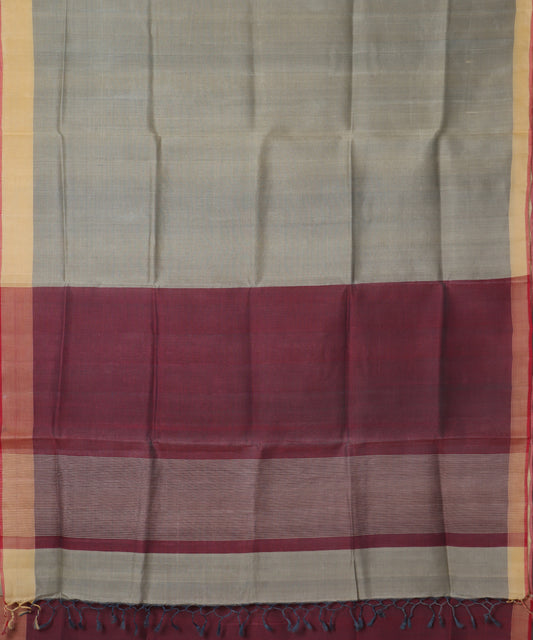 Abalone gray color handloom tussar silk saree