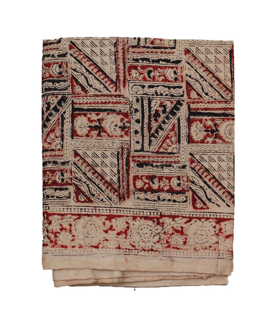 Beige handloom Kalamkari lungies