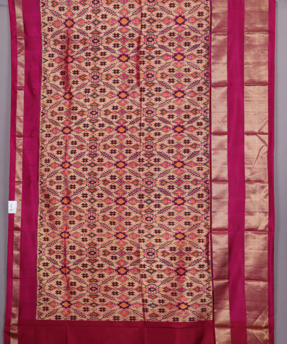 Multi-shade handloom silk ikath pavada