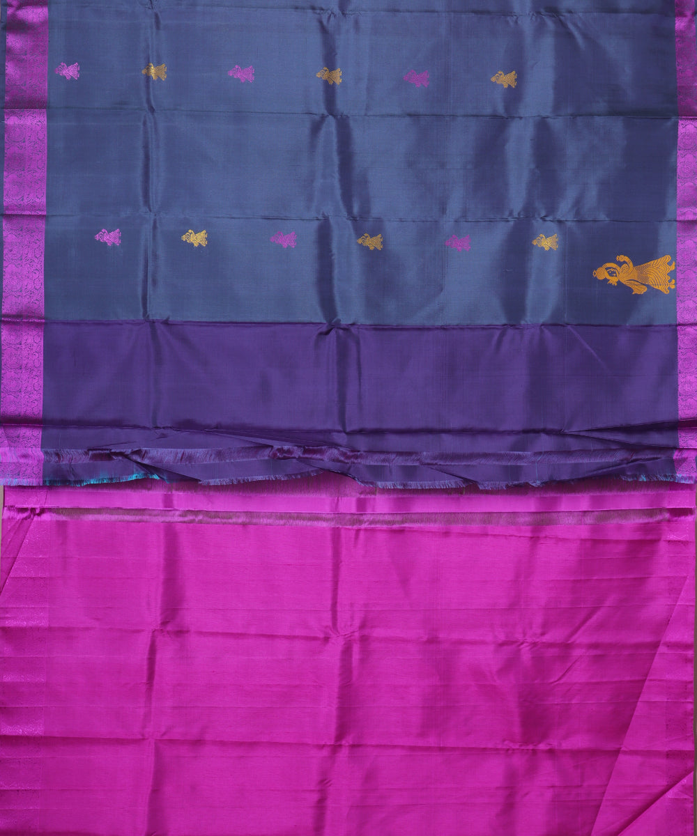 Independence blue color handloom gollabhama silk saree