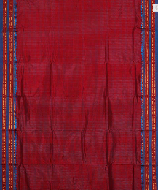 Barn red color handloom Narayanpet silk saree