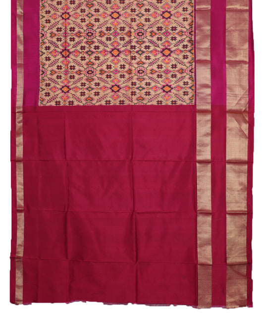 Multi-shade handloom silk ikath pavada