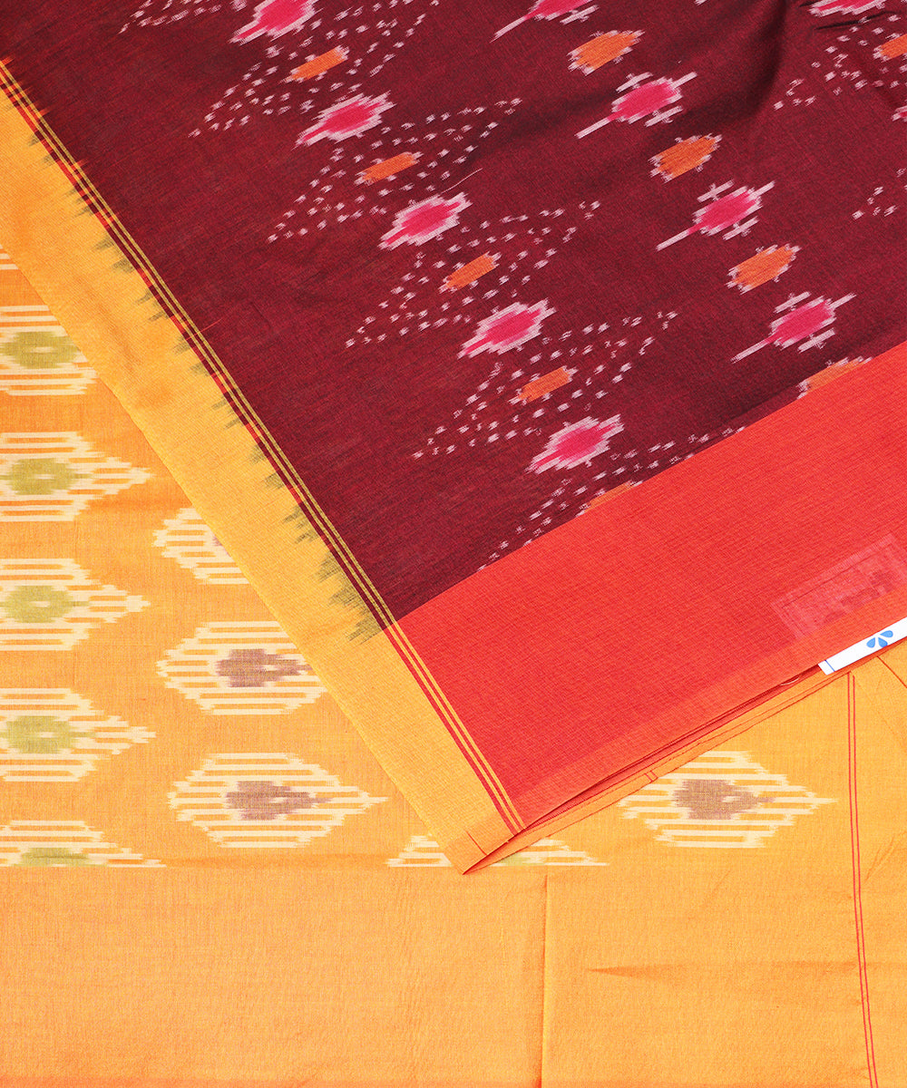 Eggplant violet color pochampally mercerised cotton saree