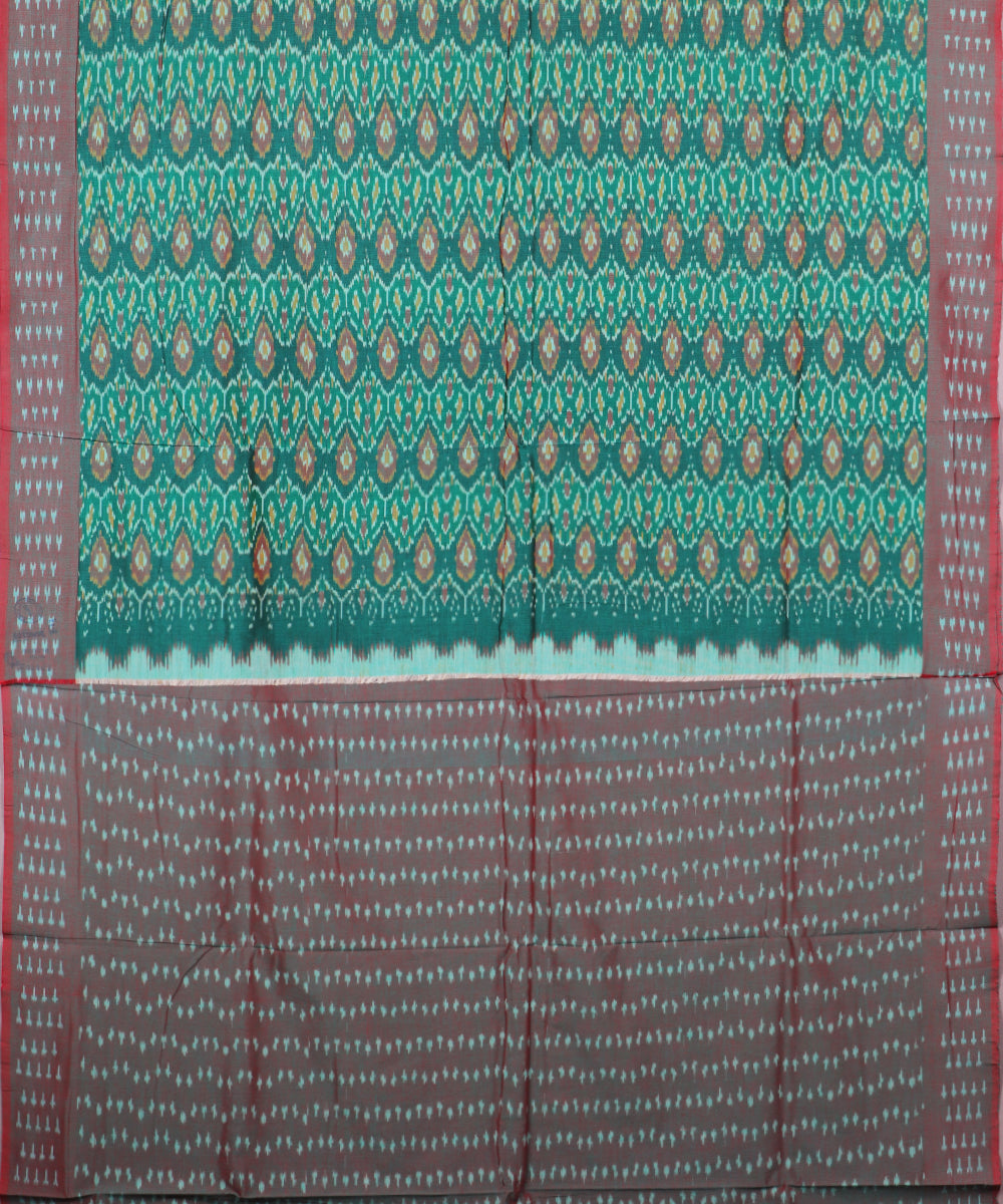 Forest green color pochampally mercerised cotton saree