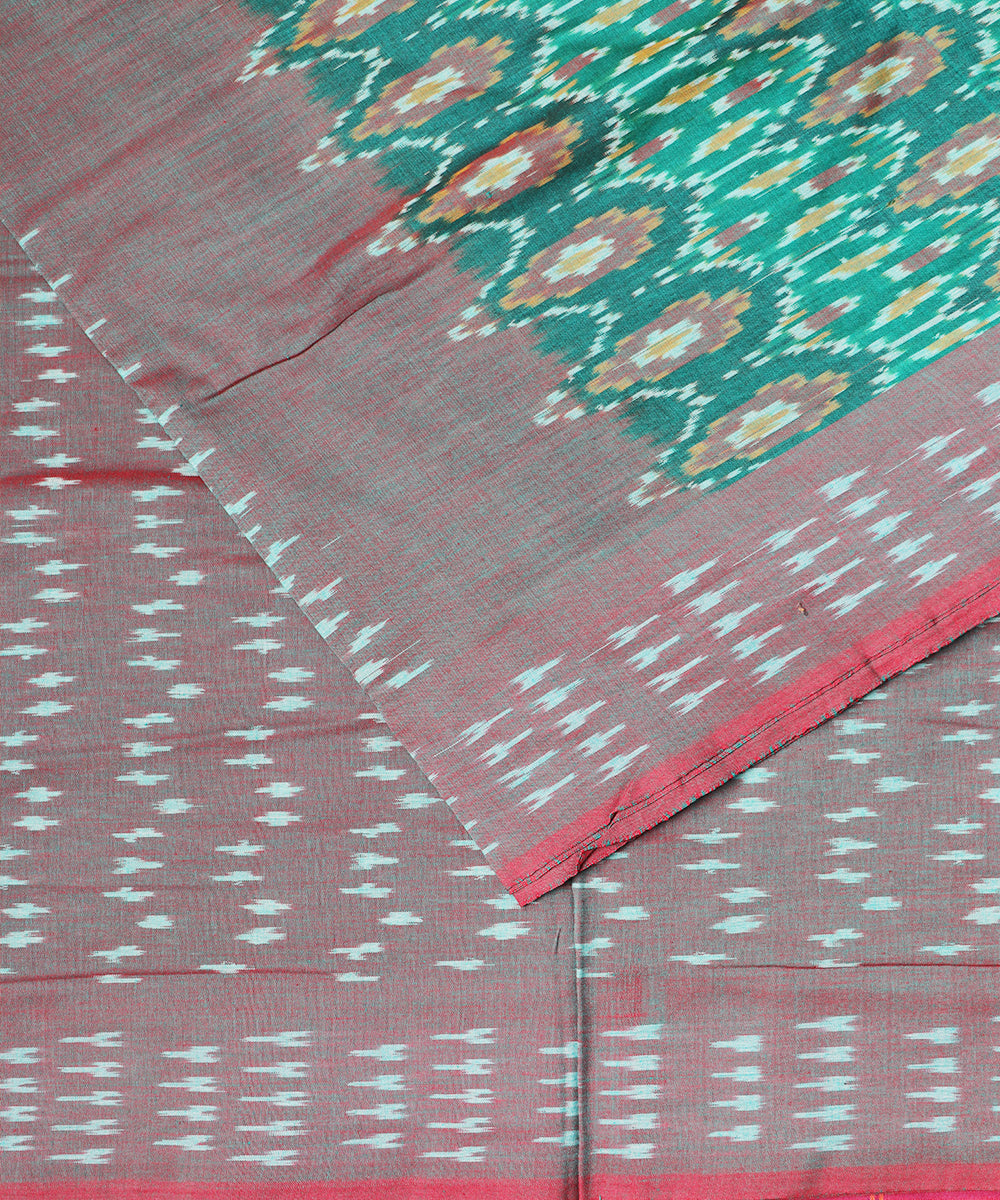 Forest green color pochampally mercerised cotton saree