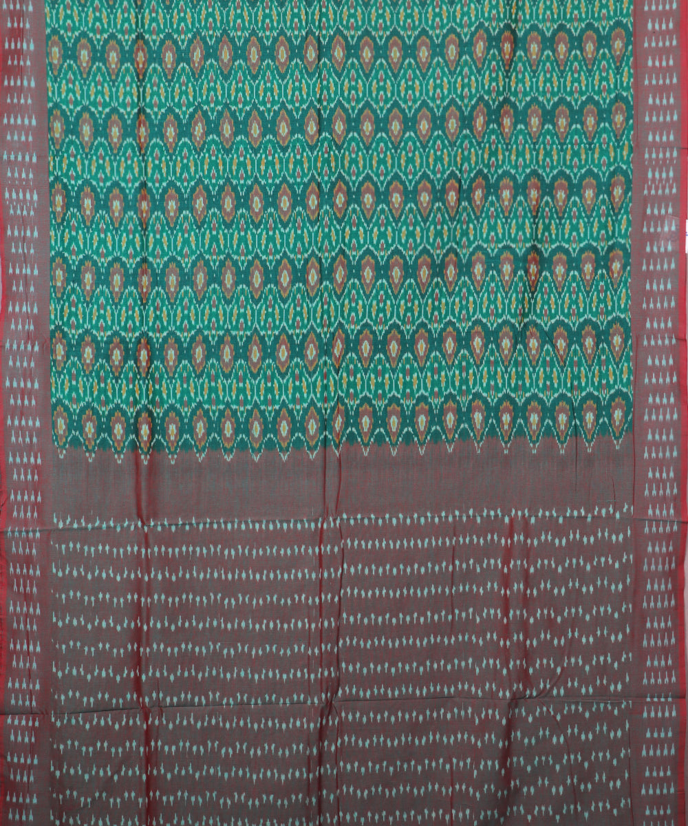Forest green color pochampally mercerised cotton saree