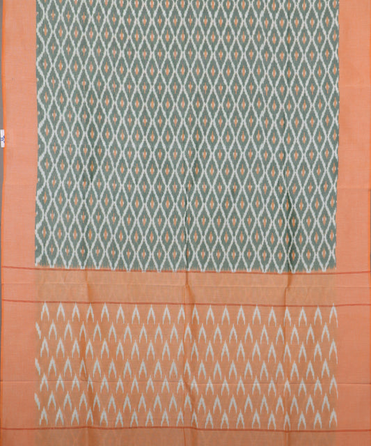 Fern green color pochampally mercerised cotton saree