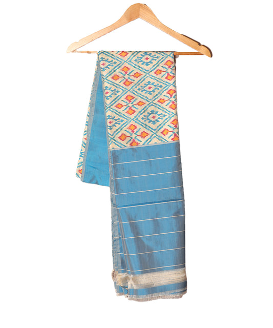 Cream color handloom silk dupatta