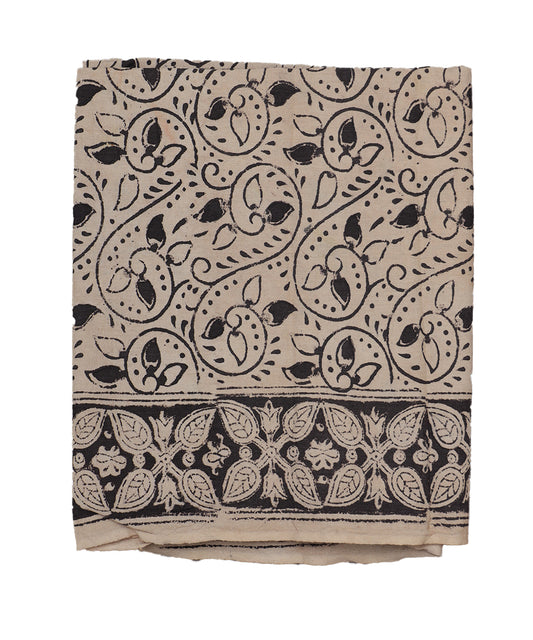 Beige handloom Kalamkari lungies