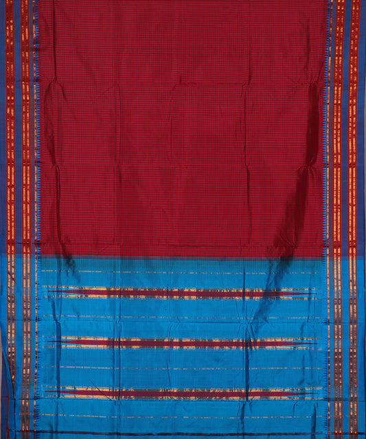 Barn red color handloom Narayanpet silk saree