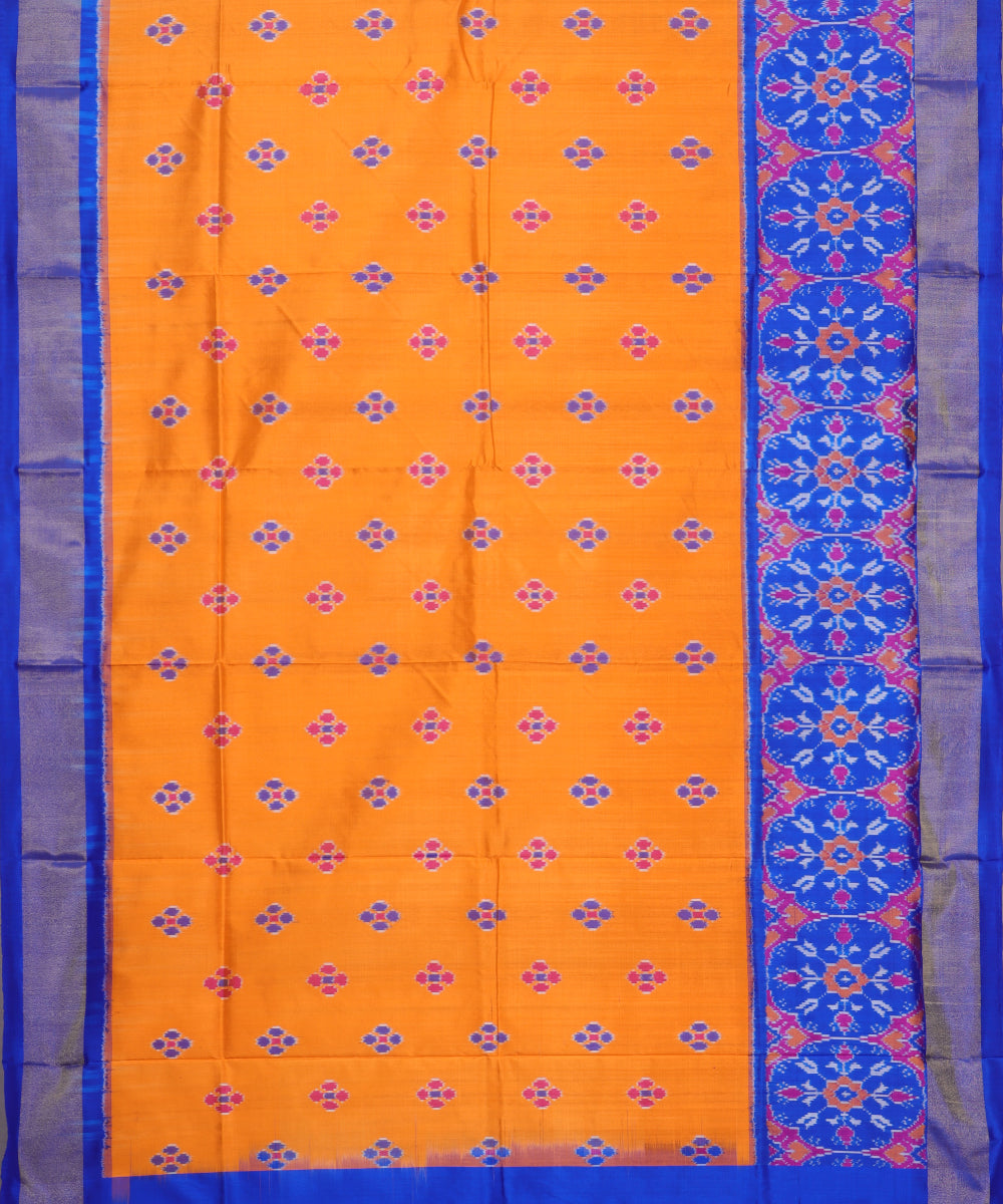 Tangerine orange handloom silk ikath pavada